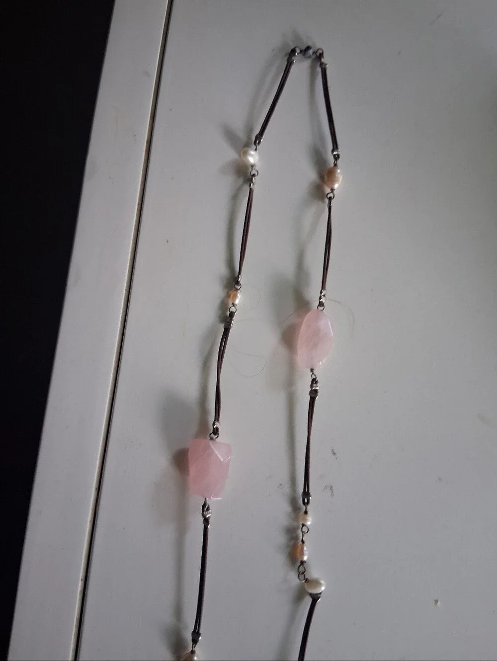 Delicate Pink Bead Lariat Necklace - Unbranded